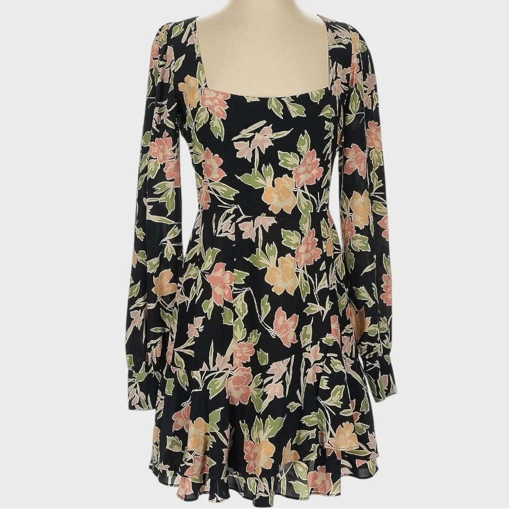 Yumi Kim Hey Jude Dress Size 4 Haze Night Black Floral Long Sleeve Mini Revolve - Picture 13 of 13